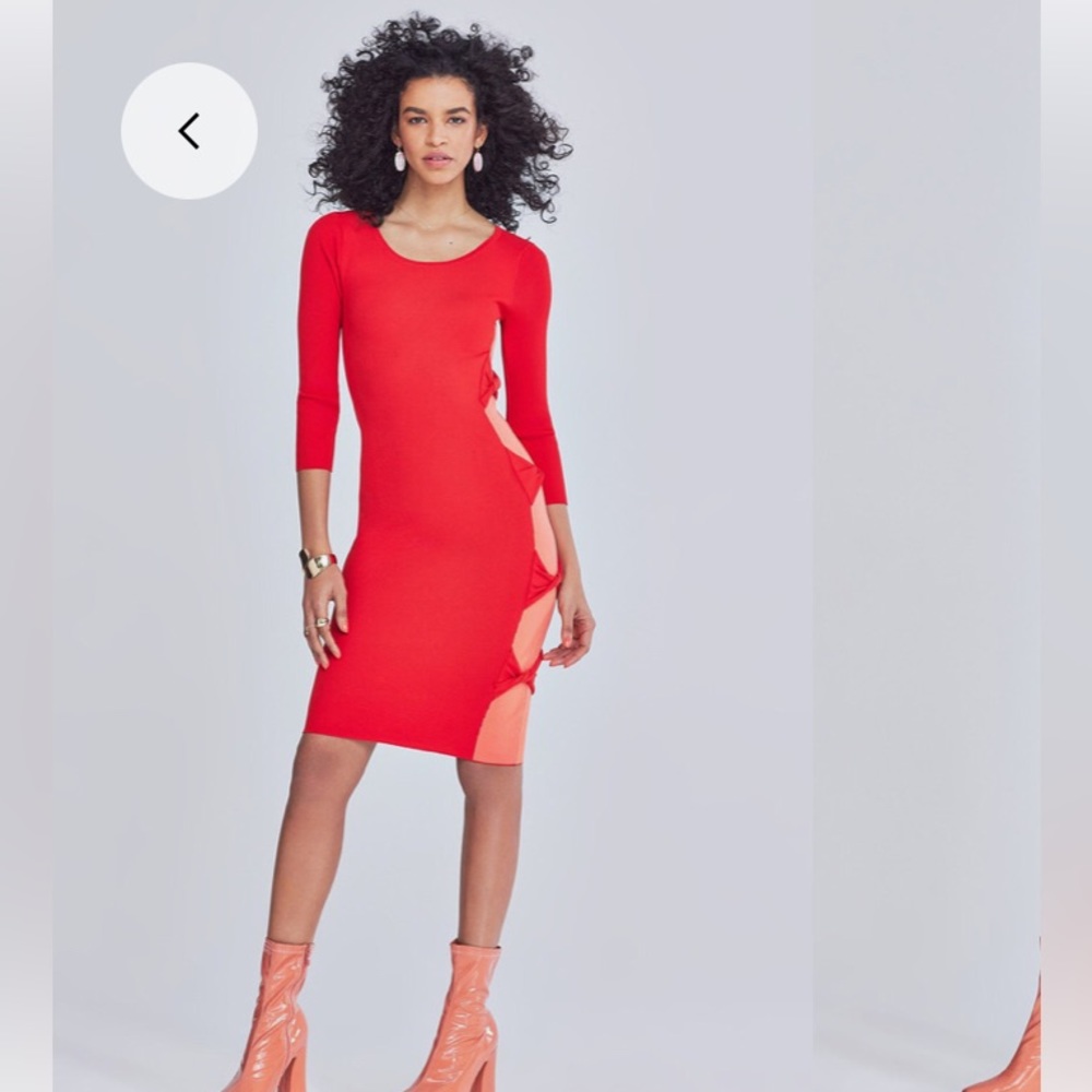 Gabrielle Union New York and Co. Red Orange body con midi sweater dress  XXL